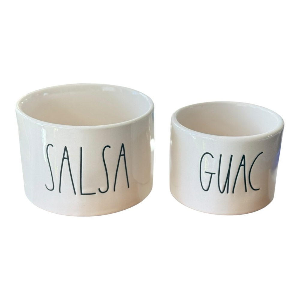 Rae Dunn White Ceramic Salsa and Guac Bowls